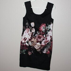 Vivienne Tam Women's Black Floral Print Sleeveless Shift Tank Dress Size 12